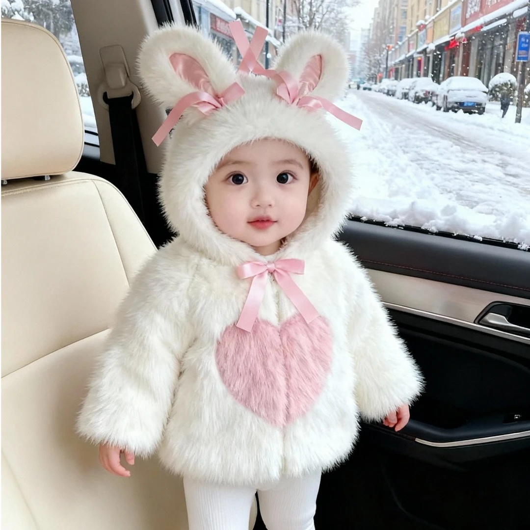 2025新款女童纯色冬季普通外套毛绒女童防风加厚保暖韩版秋冬洋气