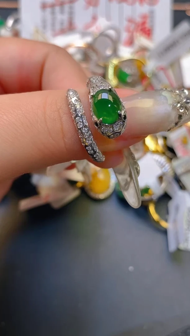 【闪购商品】翡翠耳饰银S925镶嵌天然A货翡翠1