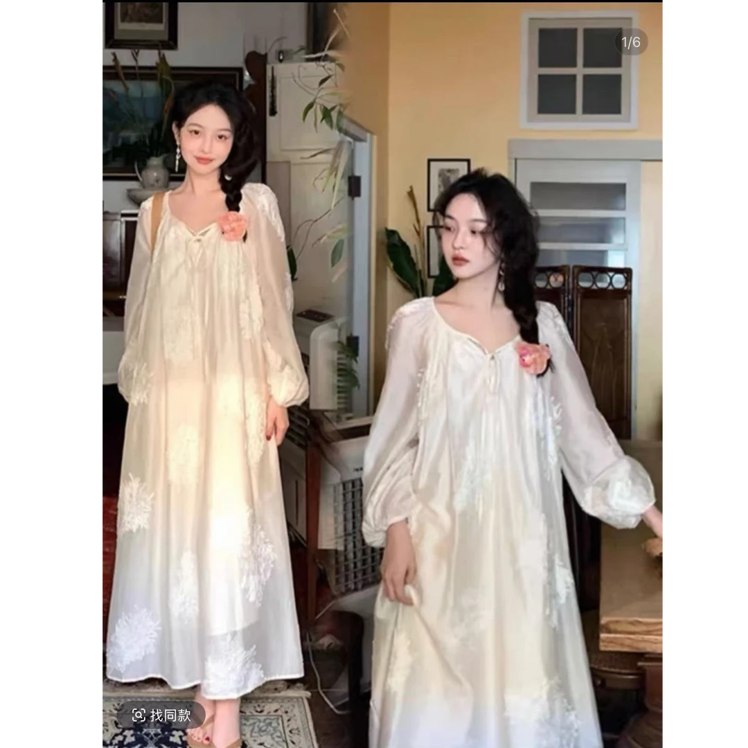 2025年时尚孕妇装春夏韩系宽松显瘦刺绣大码孕妇连衣裙子女长裙子