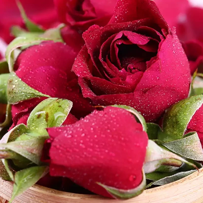 云南可食用玫瑰花新鲜花苞花骨朵非花瓣1斤 墨红食用玫瑰花酱醋茶