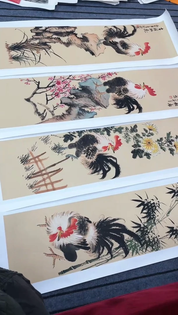 精品国画花鸟作品条屏