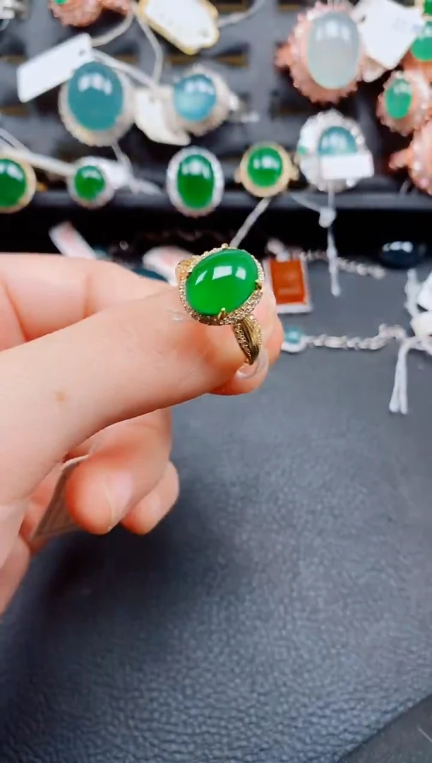 银S925镶嵌戒指翡翠翡翠