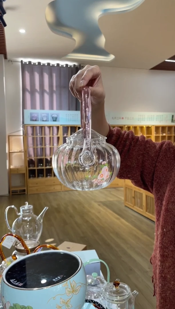 手工艺品玻璃金狮通运壶粉把桃花瓜楞