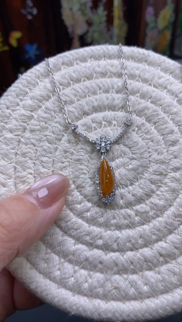 颈饰银S925镶嵌翡翠净货15883