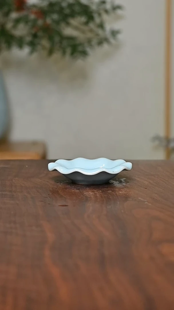 盏托 天青 微瑕 朱家汝窑款