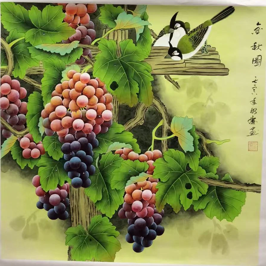 国画作品-斗方-金秋图