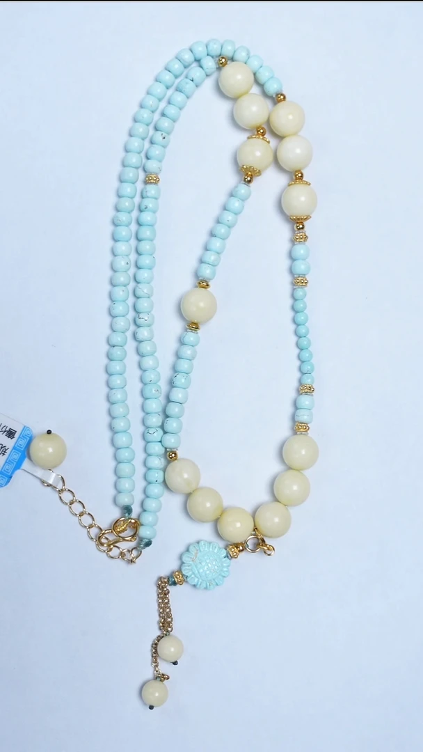 未镶嵌绿松石颈饰绿松白蜡项链4-8mm