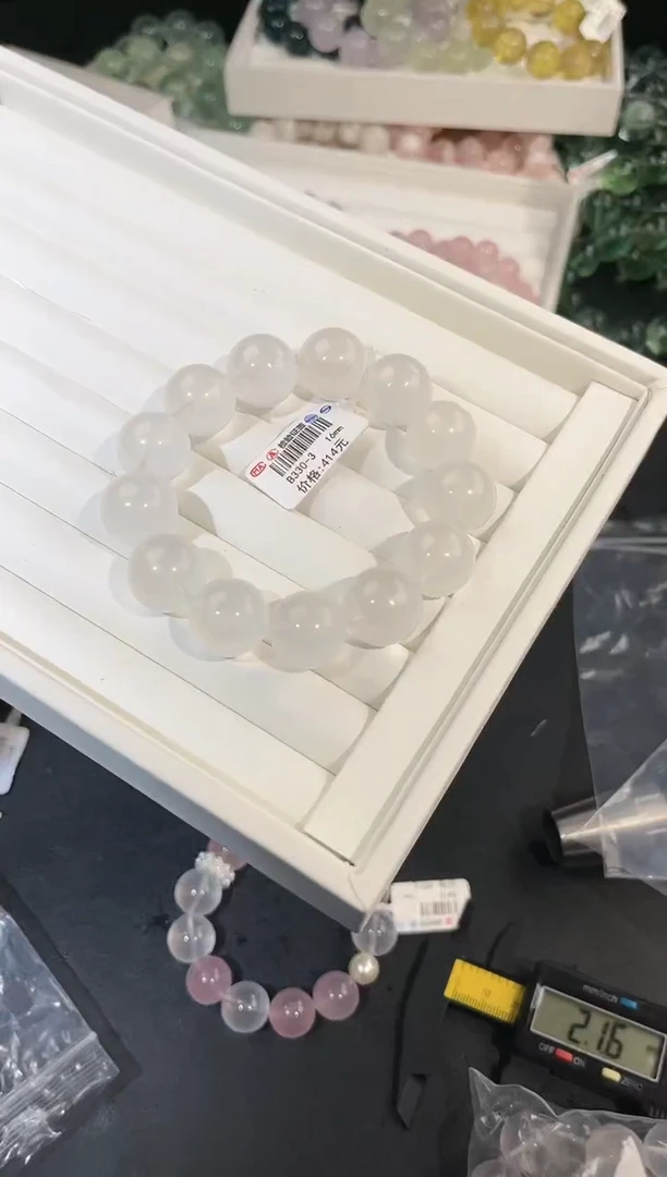水晶手链未镶嵌多样性发一Q79奶白16mm