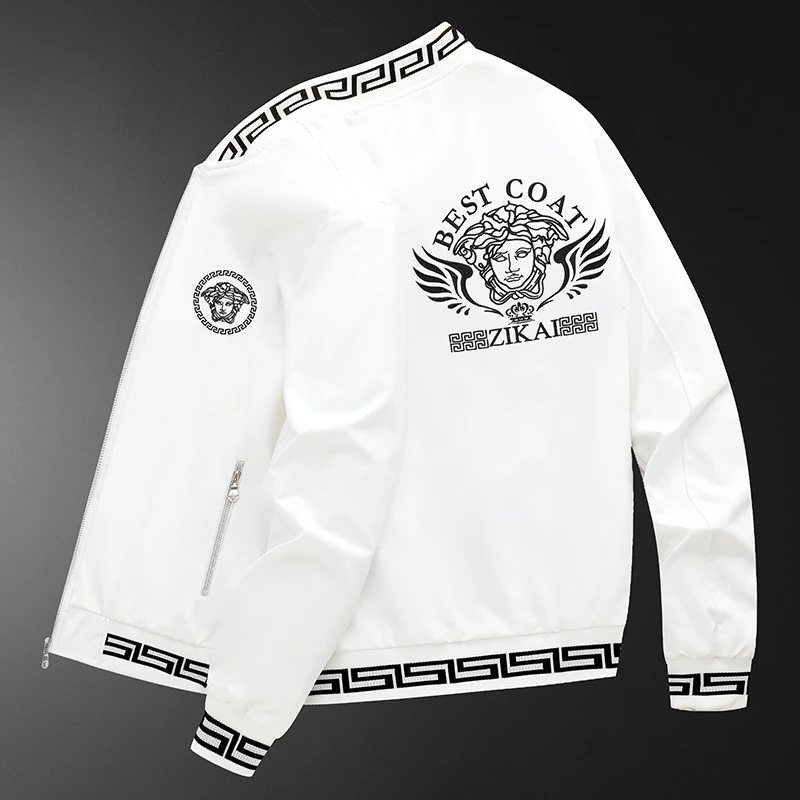 贾鲁萨加高端时尚重工刺绣外套男潮牌休闲酷奇白色夹克潮流棒球服