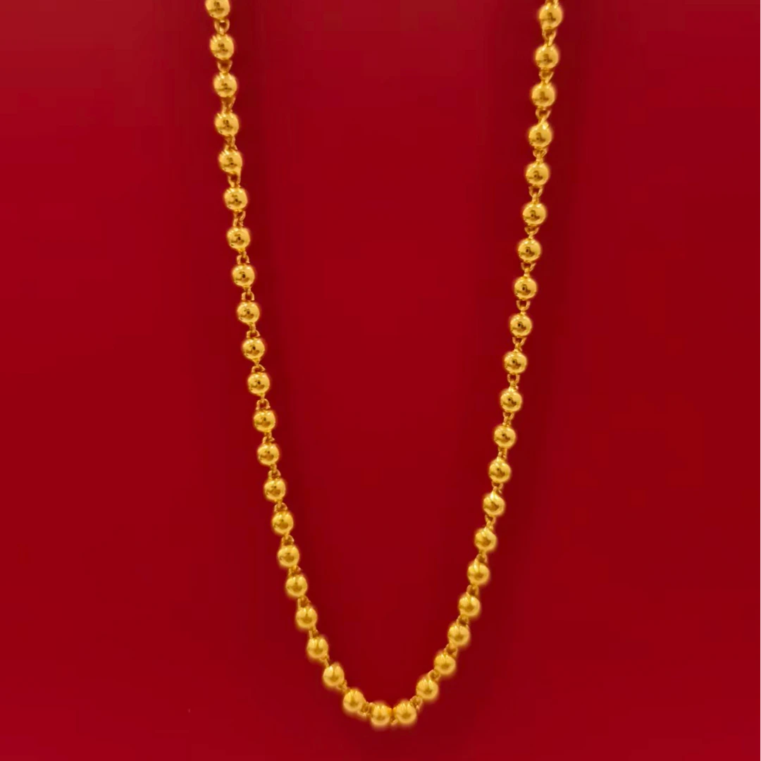 链子足银 足银镀金光珠项链卡5经典亮面长链精美