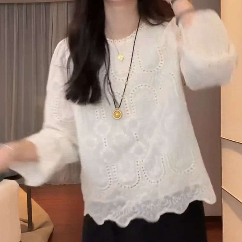 【蕾丝情话】2025新款秋季重工提花蕾丝花边衬衣LK2506521
