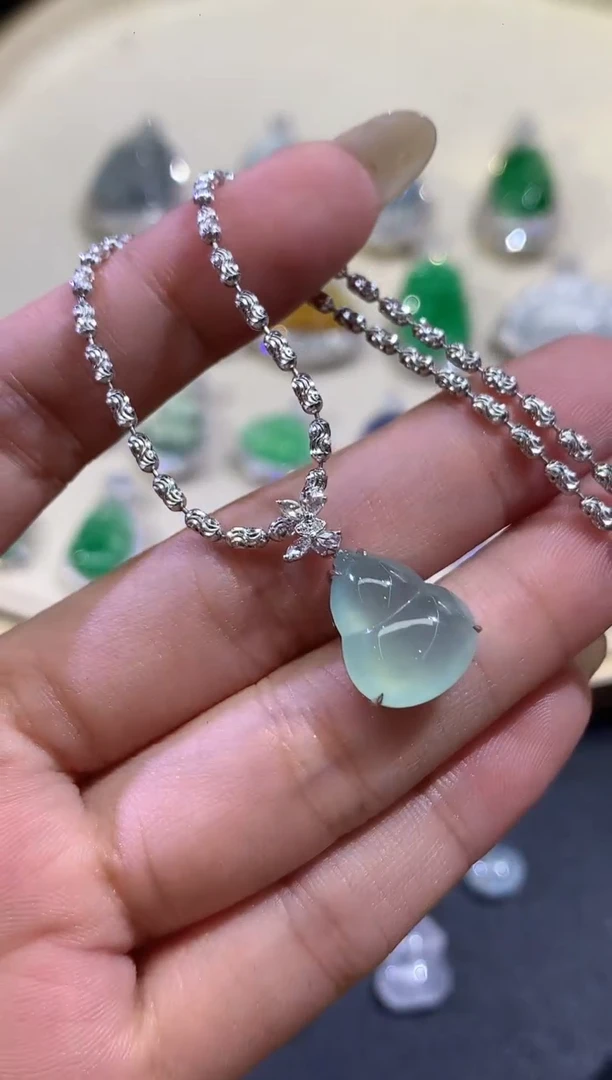 套链18K金镶嵌翡翠A441|3980