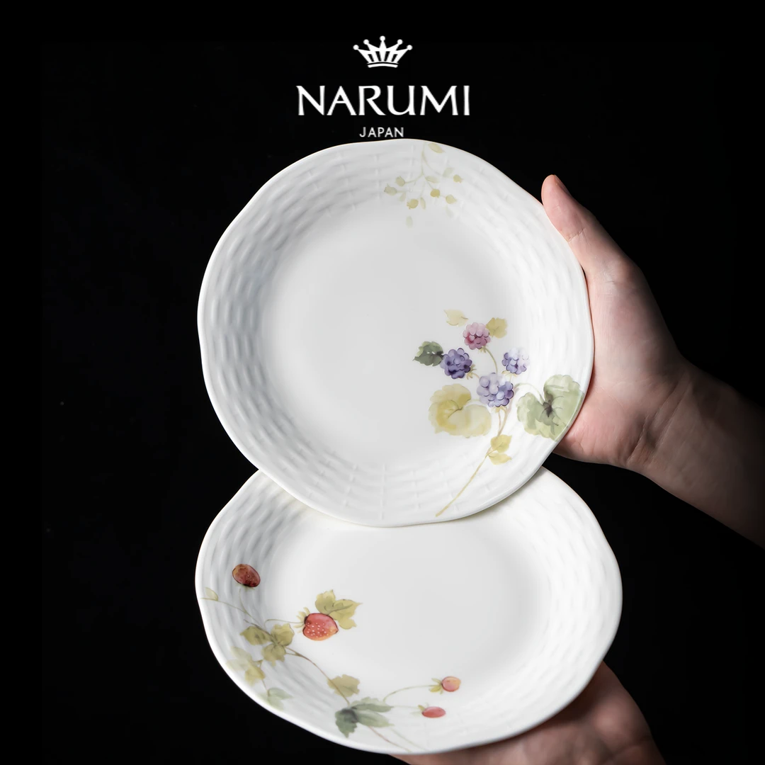 日本NARUMI/鸣海Lucy's Garden 系列20cm盘2只装骨瓷/釉中彩/礼盒
