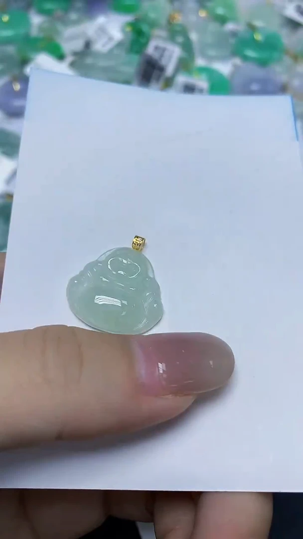 翡翠18K金镶嵌颈饰天然缅甸翡翠A货