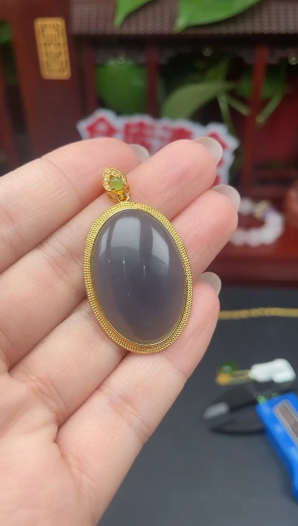 颈饰银S925镶嵌和田玉吊坠