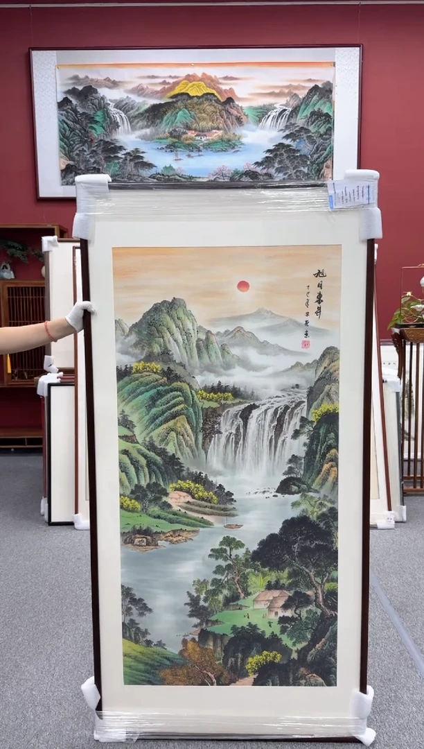 书法手绘 对联172*48*2  旭日东升172*85