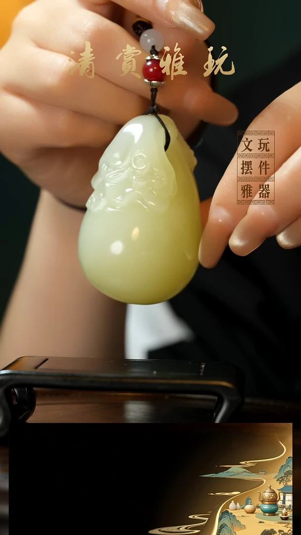 玉《富得流油福袋》手把件摆件