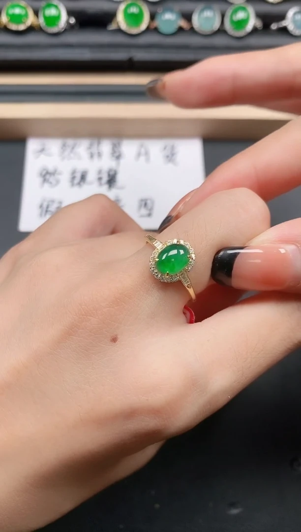 翡翠戒指银S925镶嵌111111