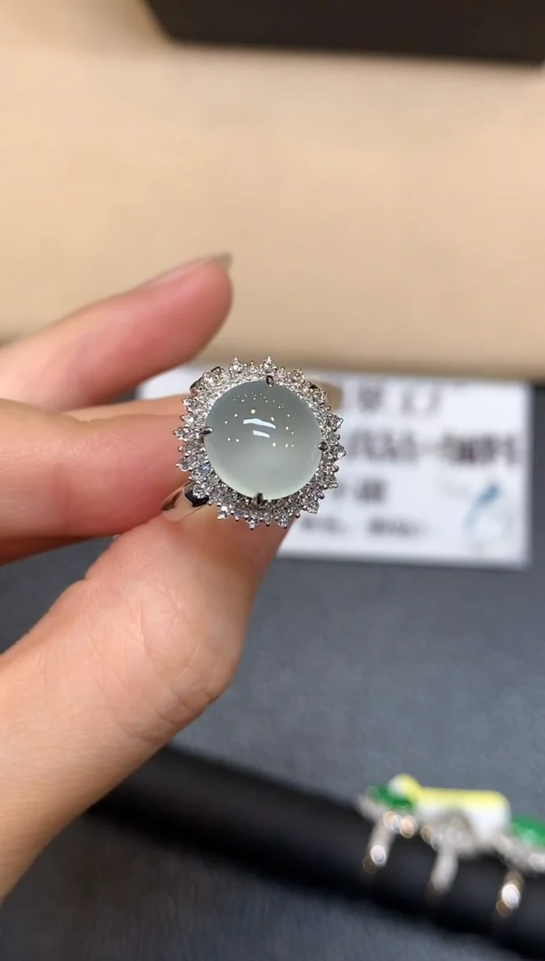 18K金镶嵌戒指翡翠3【无服务费两用款