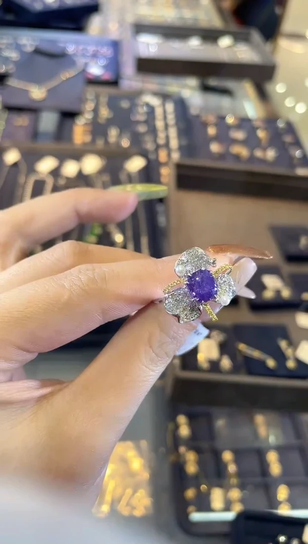 戒指蓝宝石铂Pt900镶嵌   JZ