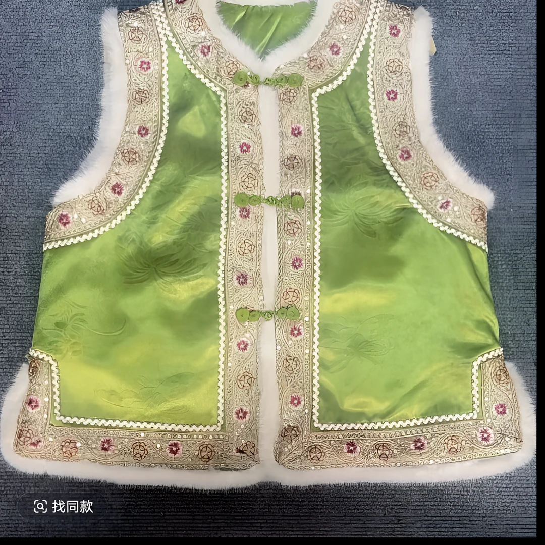 【春郁】新中式国风春冬季高端百搭时尚复古 绿色马甲