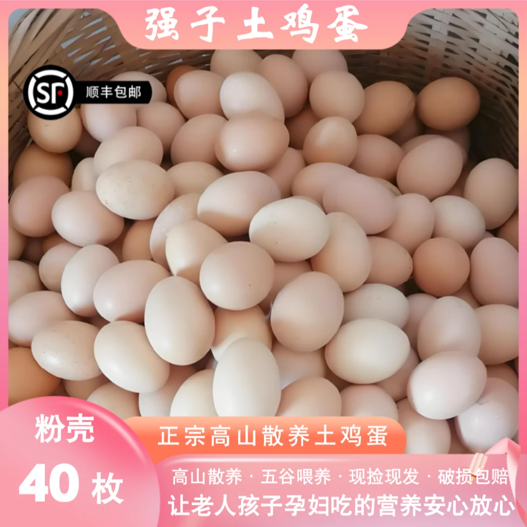 沂蒙山高山农家散养土鸡蛋草鸡蛋 天然原生态养殖 现捡 40枚 粉壳