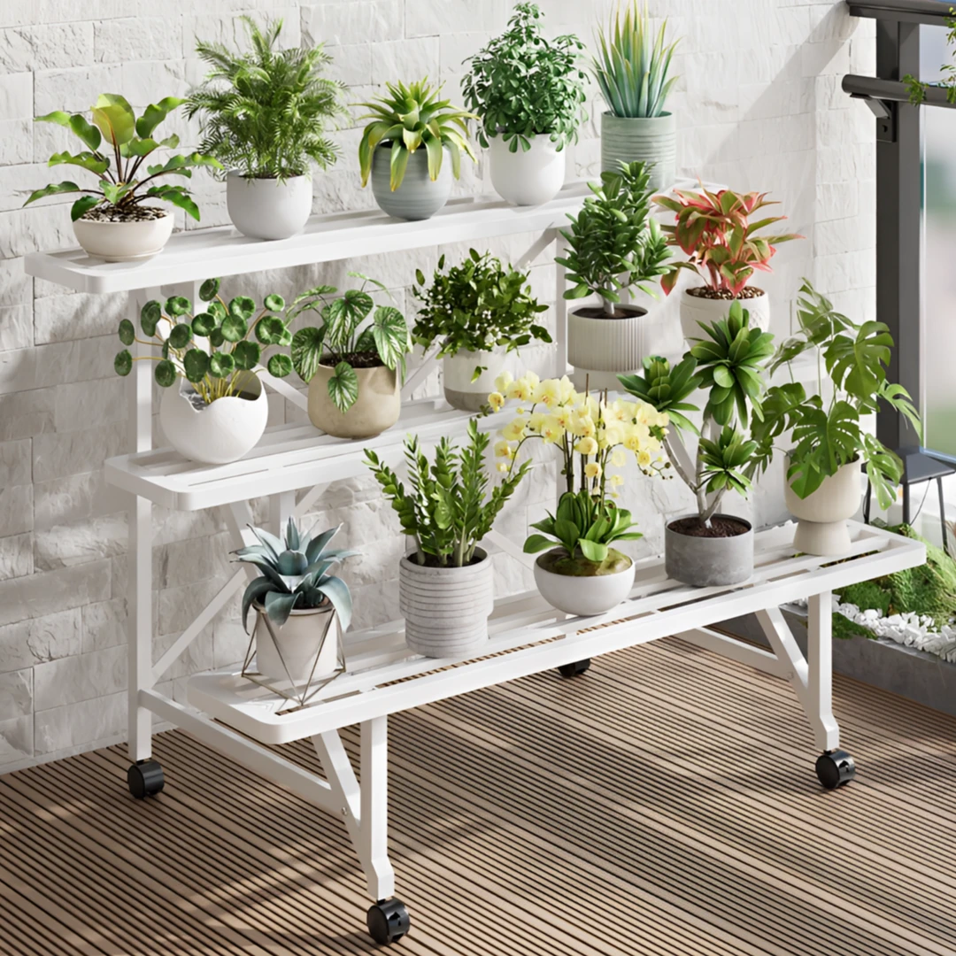 阶梯花架置物架阳台新款移动花架子客厅落地式多层铁艺植物花盆架