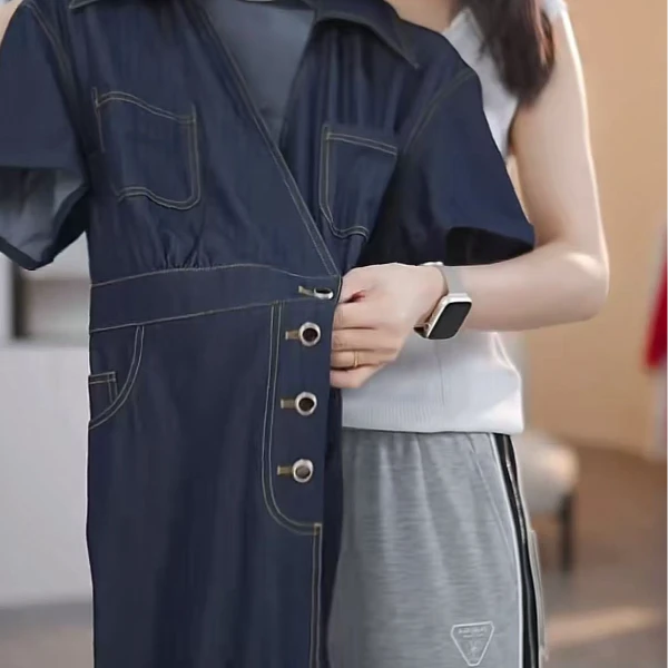 【小北专属】新款百搭复古显瘦减龄牛中长款仔连衣裙M534111900