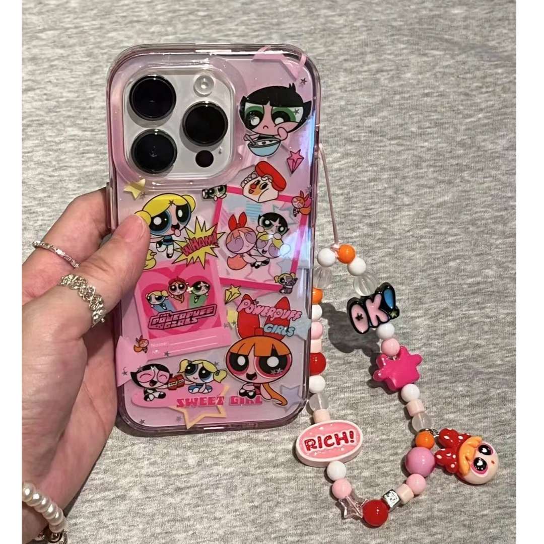 飞天小女警适用苹果16Pro手机壳iPhone华为oppo小米vivo一加链条