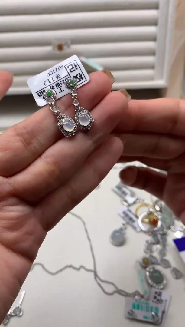 银S925镶嵌戒指翡翠耳饰