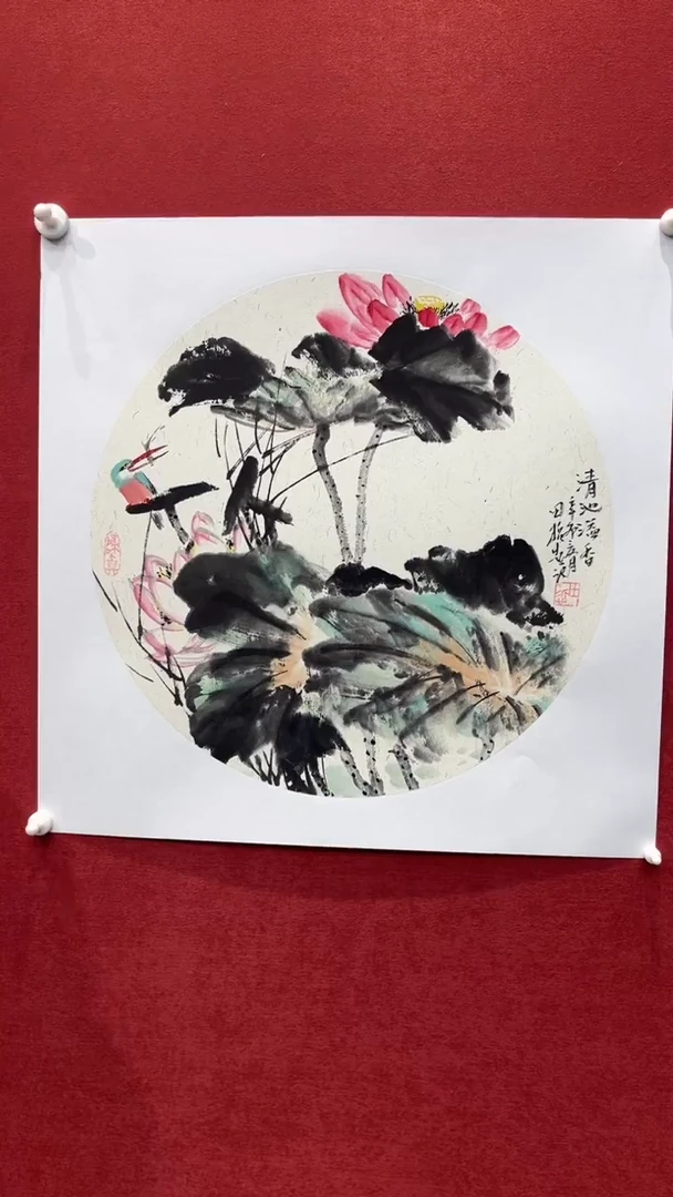 【闪购商品】国画清池-一平尺圆扇