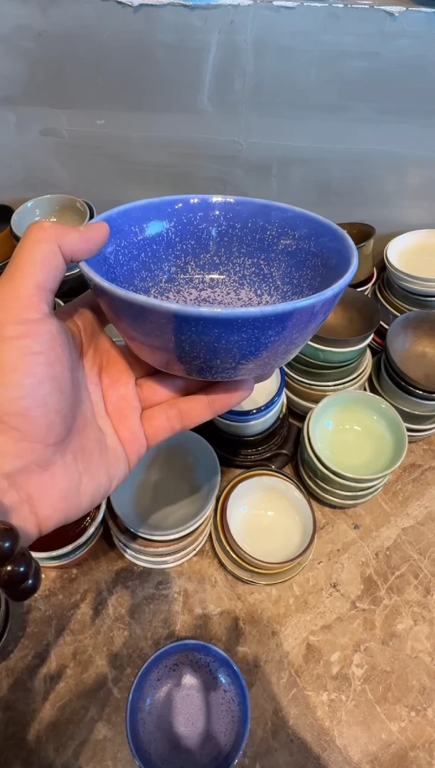 陶瓷5.5寸窑变蓝马蹄碗（全量