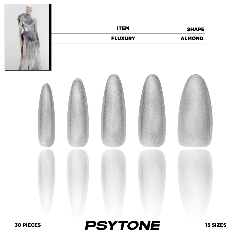 幻调流芒Fluxury| 长杏仁银色猫眼穿戴甲