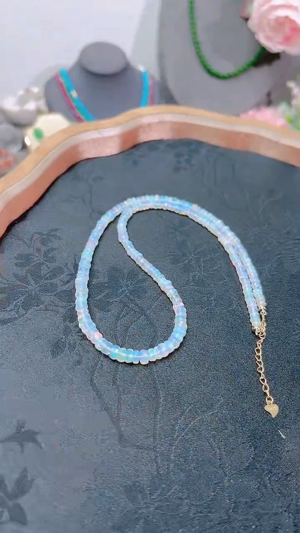 银S925镶嵌欧泊颈饰切面399