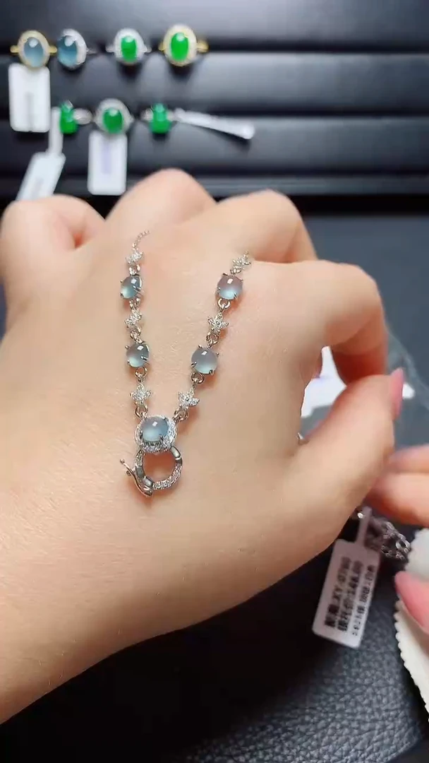 银S925镶嵌戒指翡翠天然翡翠A货s925银镶