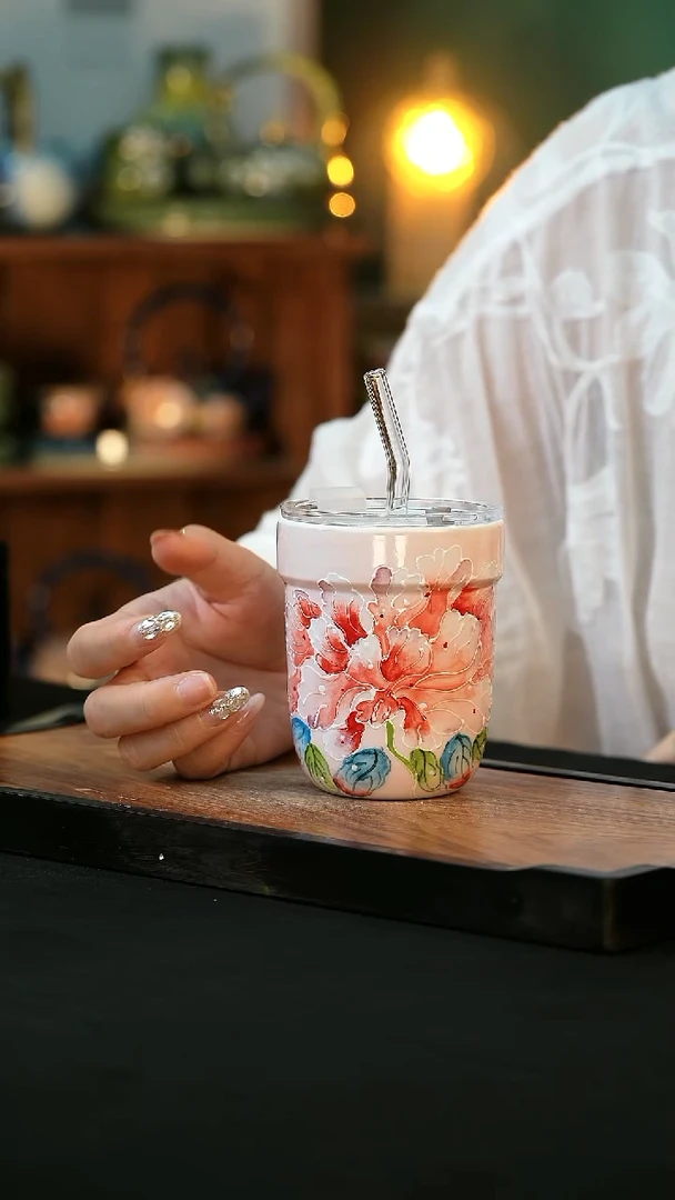 杯手绘心瓷陶瓷浮力