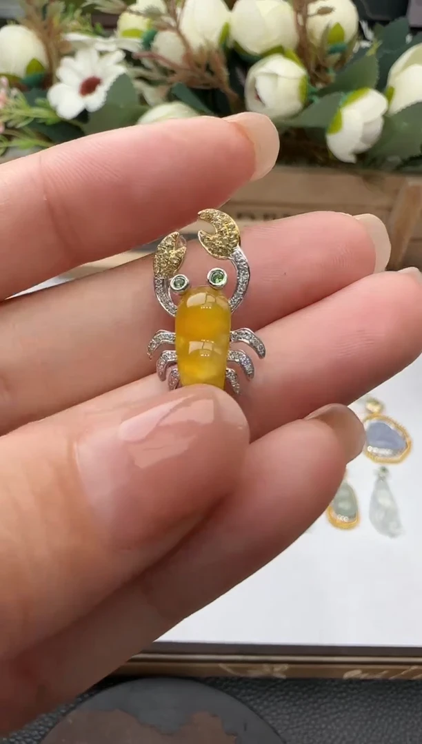 吊坠(不含链)18K金镶嵌翡翠勿拍