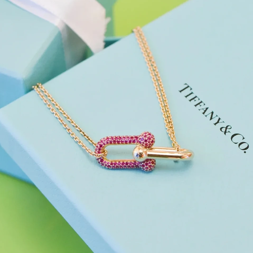 99新 Tiffany & Co./蒂芙尼 小花6欢 Hardwear 1.44ct红宝石项链