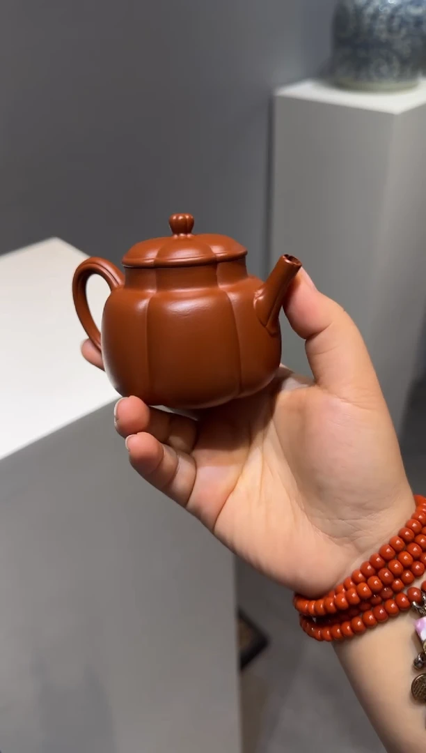茶壶紫砂牛**麻繁花 朱泥