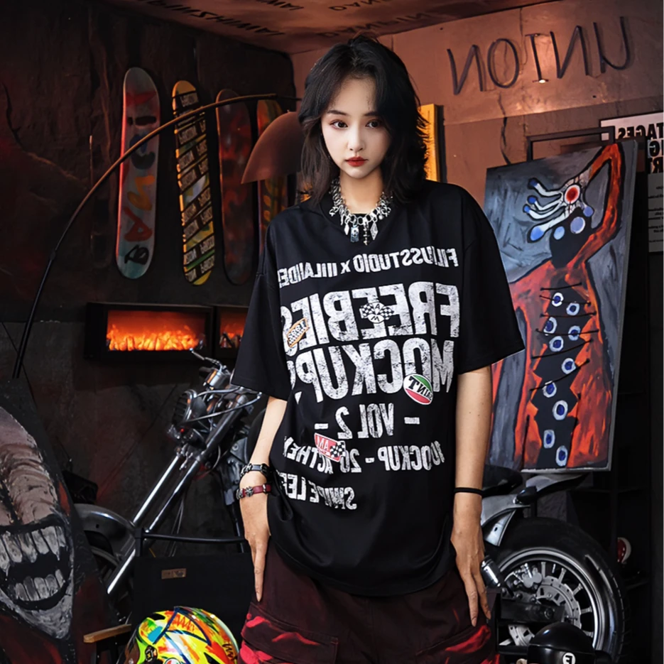 原创2025新款美式复古街头潮牌字母印花短袖T恤男潮牌体恤宽松