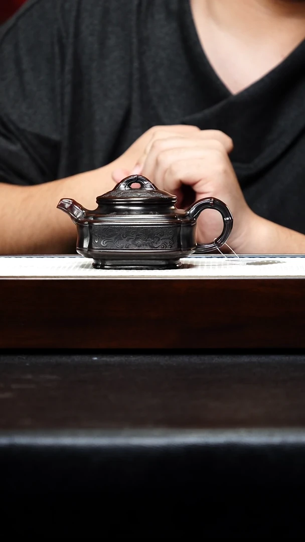 茶壶紫砂宜兴紫砂 四方竹鼓 胡鸣凤 h179