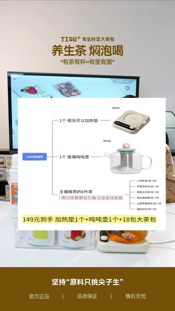 高硼硅玻璃吨吨壶+加热垫+6件（18包）茶