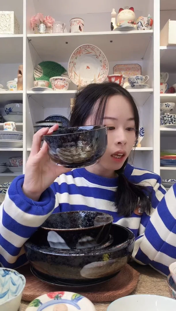 陶瓷美浓烧明世荒刷毛饭碗12.7cm