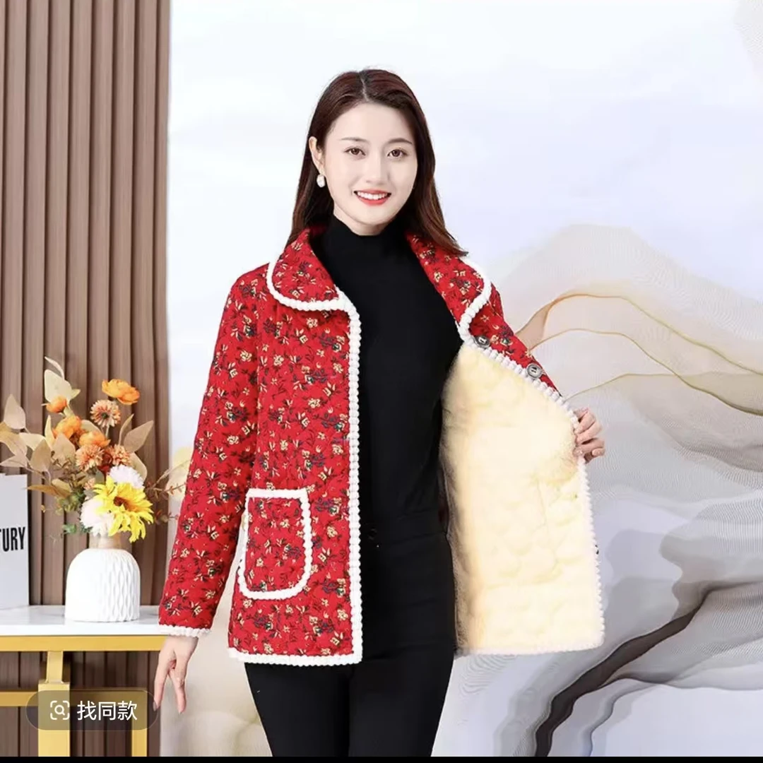8111加绒加厚保暖棉衣妈妈装棉服上衣宽松百搭外套保暖衣三号仓