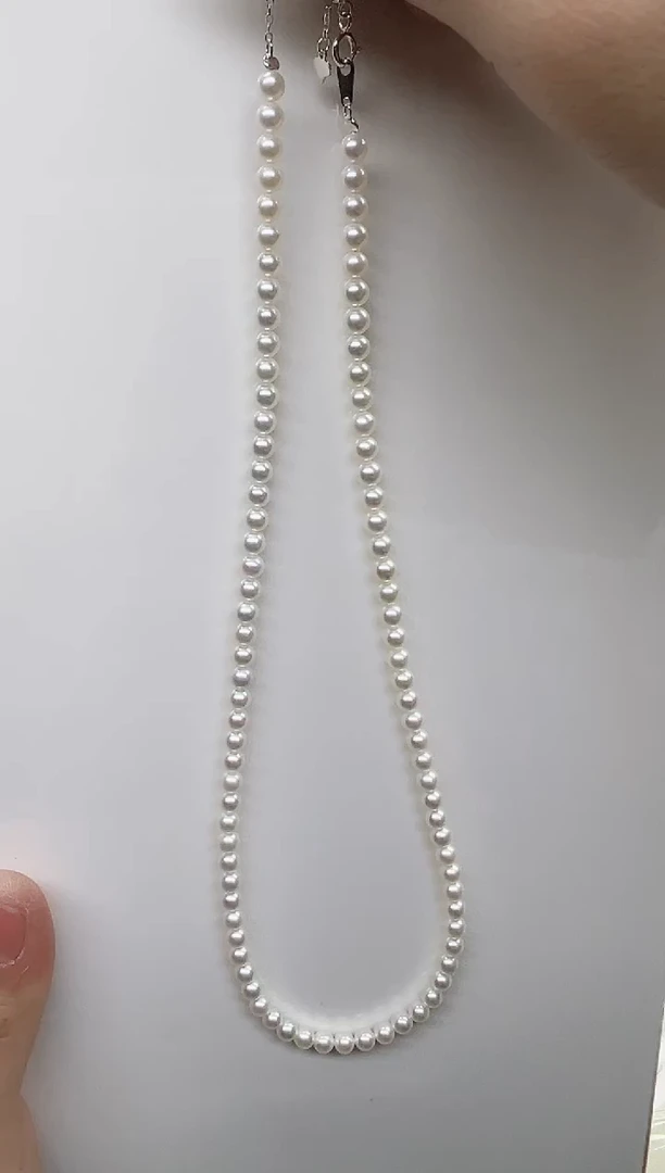 项链未镶嵌淡水珍珠极光白正圆4.0-4.5mm