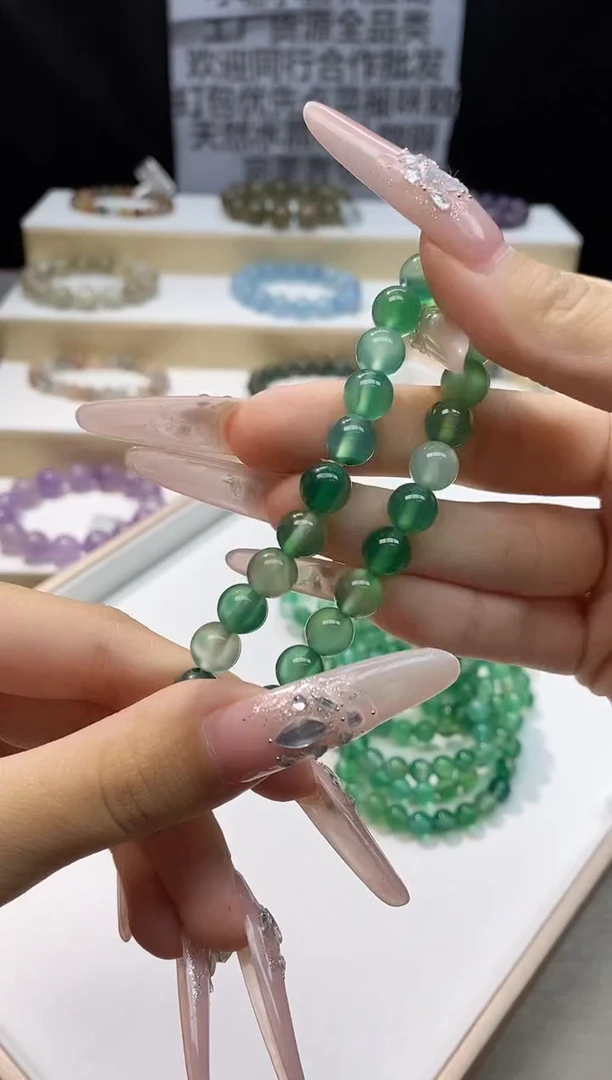 未镶嵌手串水晶冰绿玉髓8mm