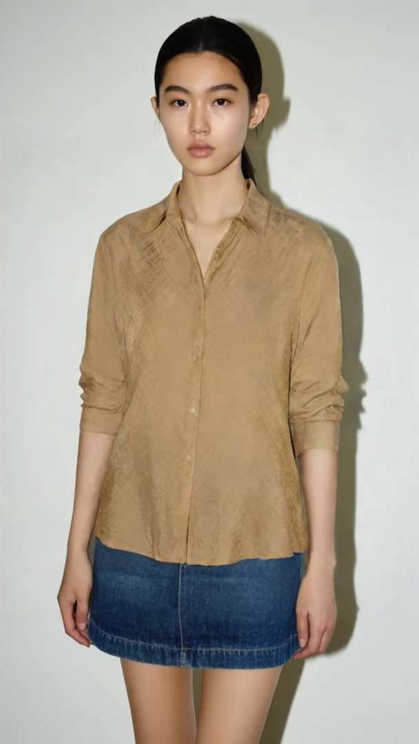 95新 GUCCI/古驰 GUCCI/古驰真丝卡其色衬衫/ljz252女装上衣