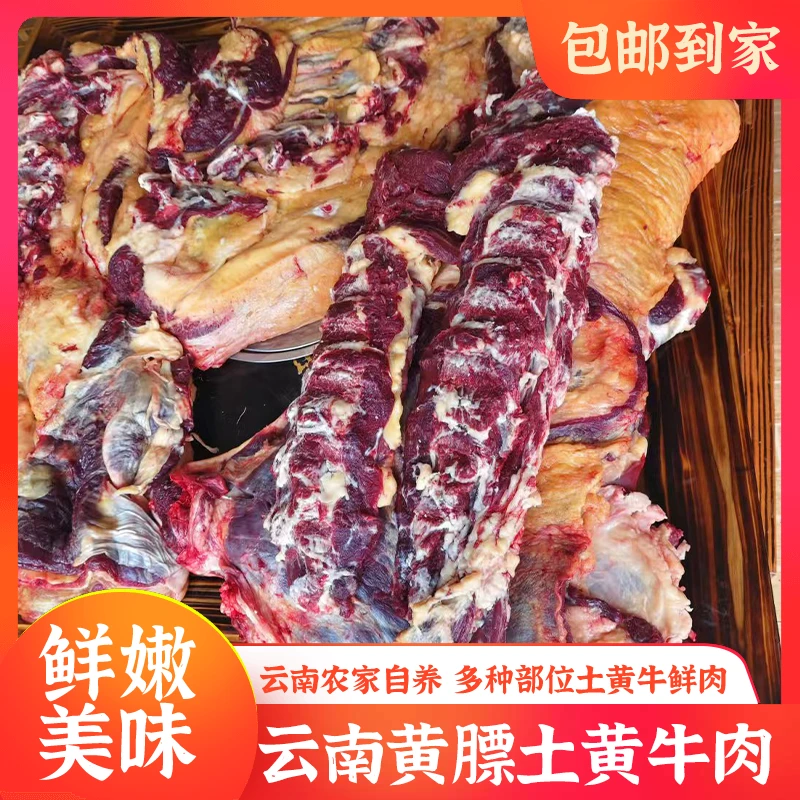 云南高峰草饲农家散养膘黄土黄牛肉 多部位可选 顺丰包邮