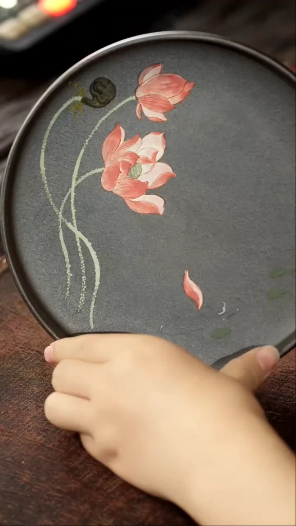 茶杯紫砂非遗茶器-荷花壶承