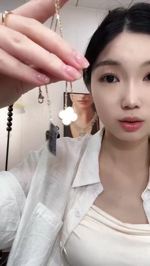 套链贝壳（贝母）18K金镶嵌白色k黄单花套链GHJ